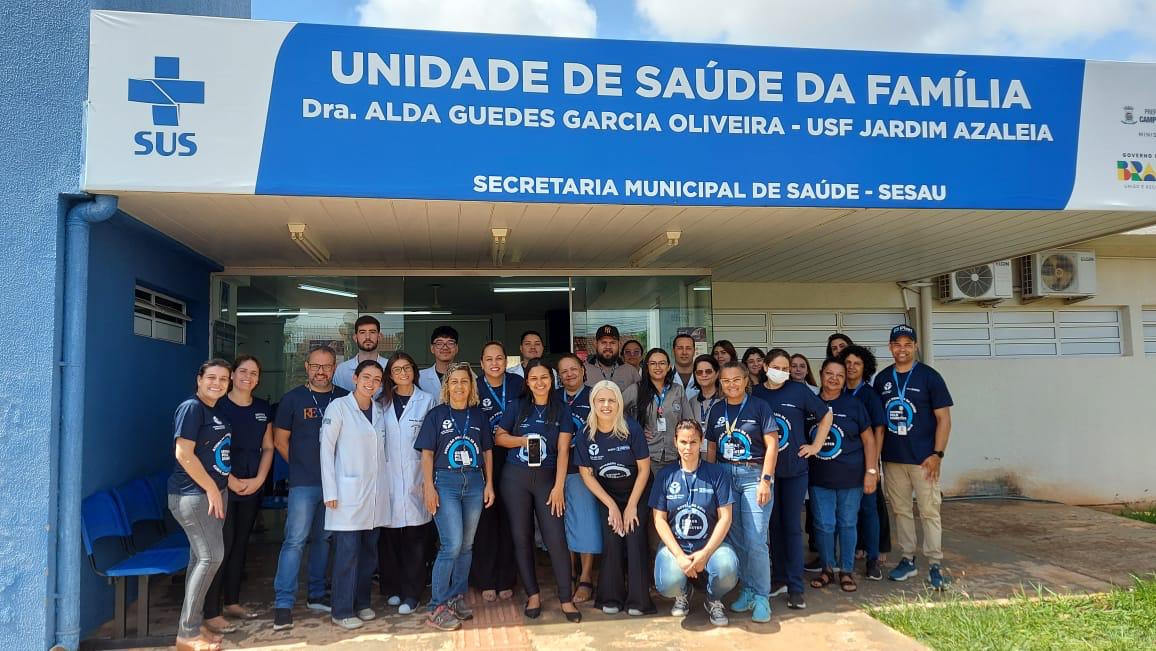 Equipe em mutirão de rastreamento de retinopatia diabética em UBS de Campo Grande